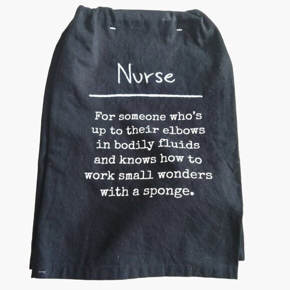 Nurse Dish Towel Primitives by Kathy Black White Kitchen Body FLuids Humor - Picture 2 of 6